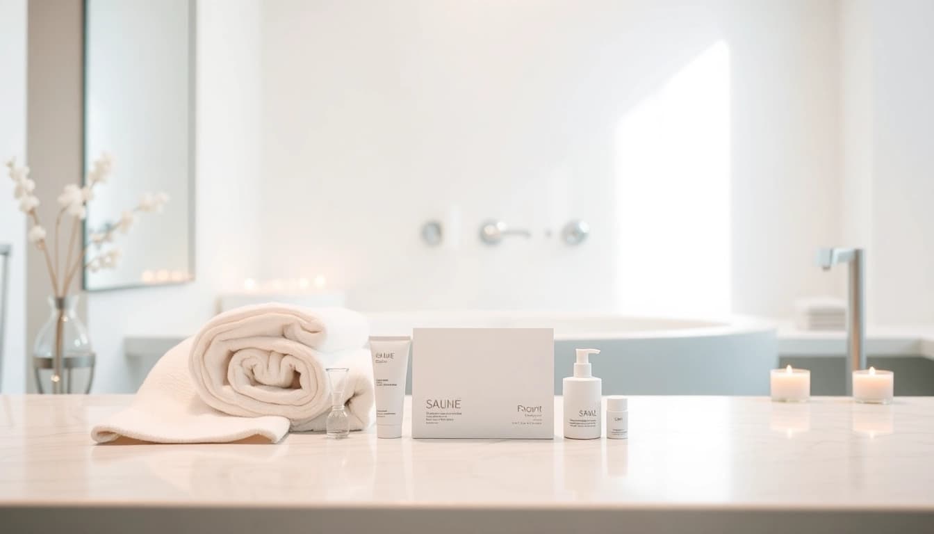 Enhancing beauty with an anal bleaching kit on a stylish bathroom counter.