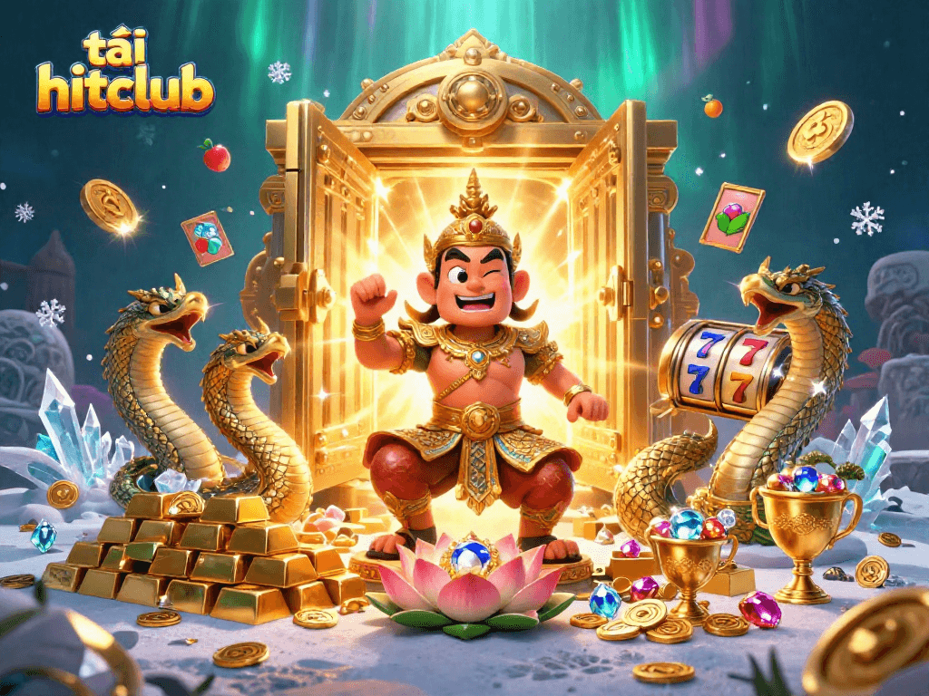 Engage with exciting casino gameplay tải hitclub featuring a vibrant Thai guardian amidst treasures.
