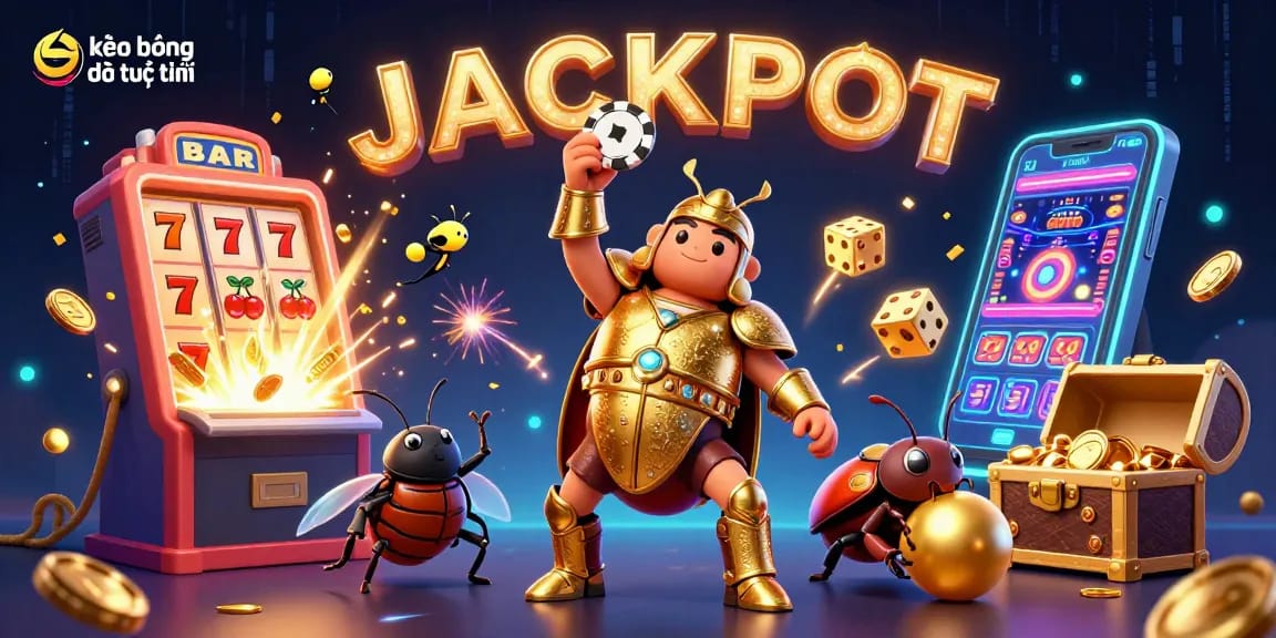 Experience kèo bóng đá trực tuyến with a lively 3D illustration showcasing casino excitement.