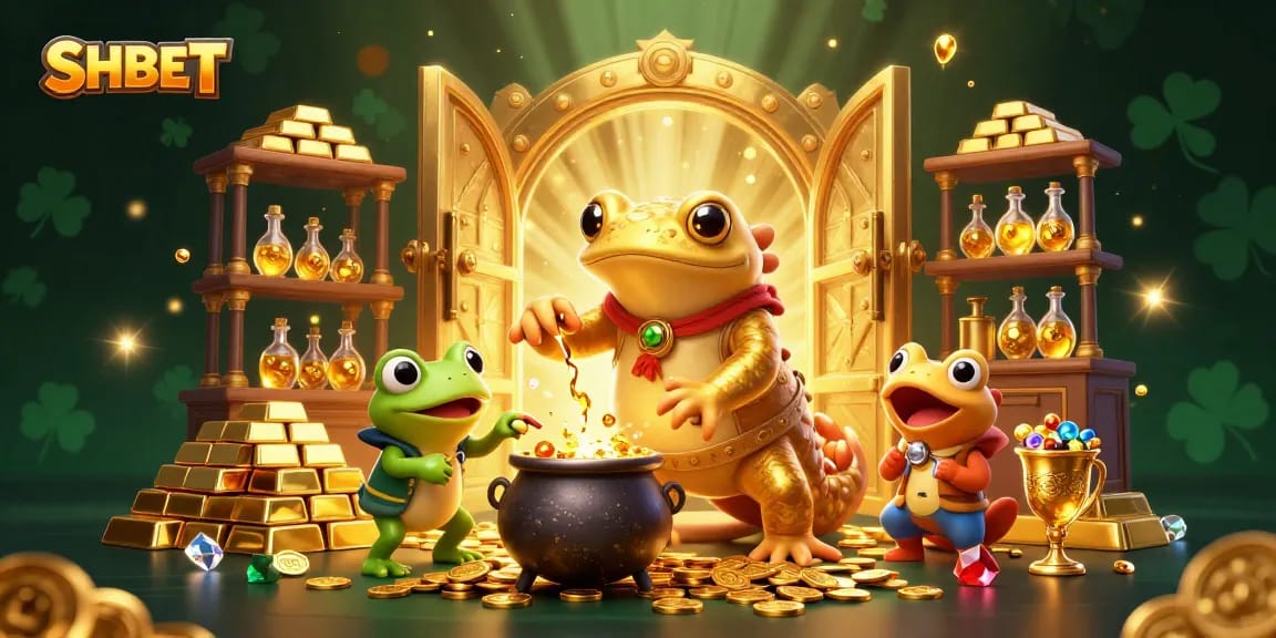 Experience the enchanting world of SHBET with golden alchemy and casino treasures.
