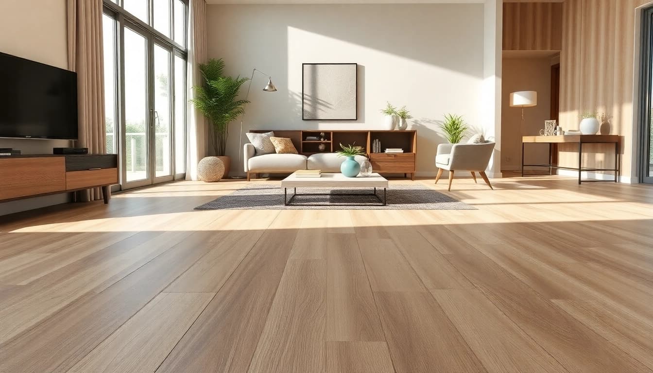 beautifully installed luxury vinyl plank flooring enhances a cozy living room atmosphere