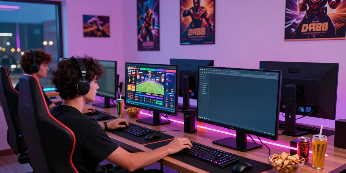 Exciting DA88 online gaming setup with vibrant display, snacks, and ambient lighting.