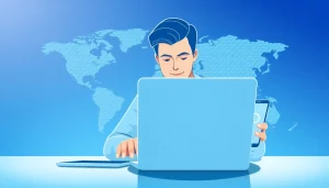 快连下载：示意图展示用户在设备上使用 VPN 服务以实现安全的互联网访问。