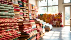 Koop stoffen online in een kleurrijke stoffen winkel met diverse textielen.