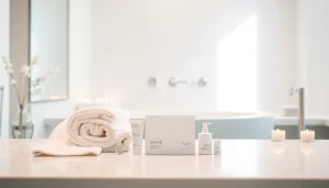 Enhancing beauty with an anal bleaching kit on a stylish bathroom counter.