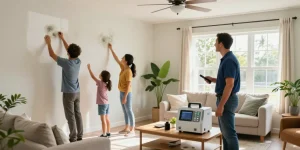 Safe and clean home environment after Jupiter, FL mold removal with happy family and certified technician.