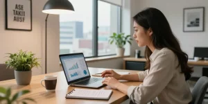 Financial advisor engaging with client in a professional office setting, showcasing personalized financial planning.