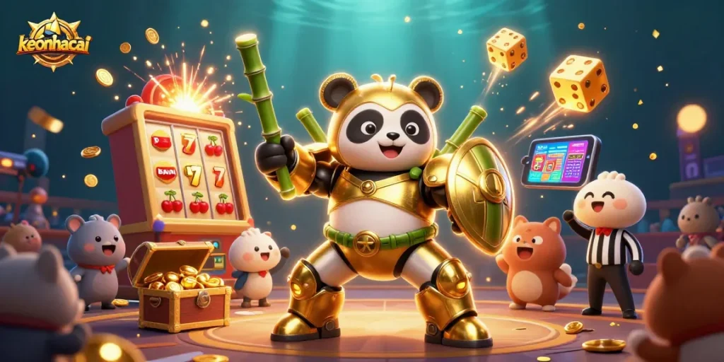 Engage with keonhacai in a vibrant casino scene showcasing jackpots and gaming excitement.