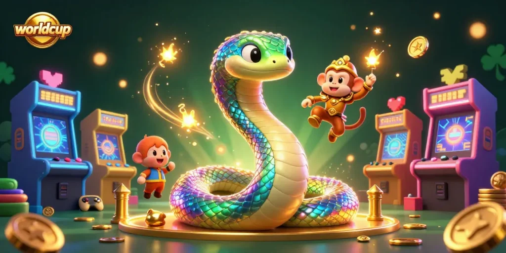 Experience the thrill of the worldcup with a dynamic 3D cartoon illustration of gaming and festive elements.