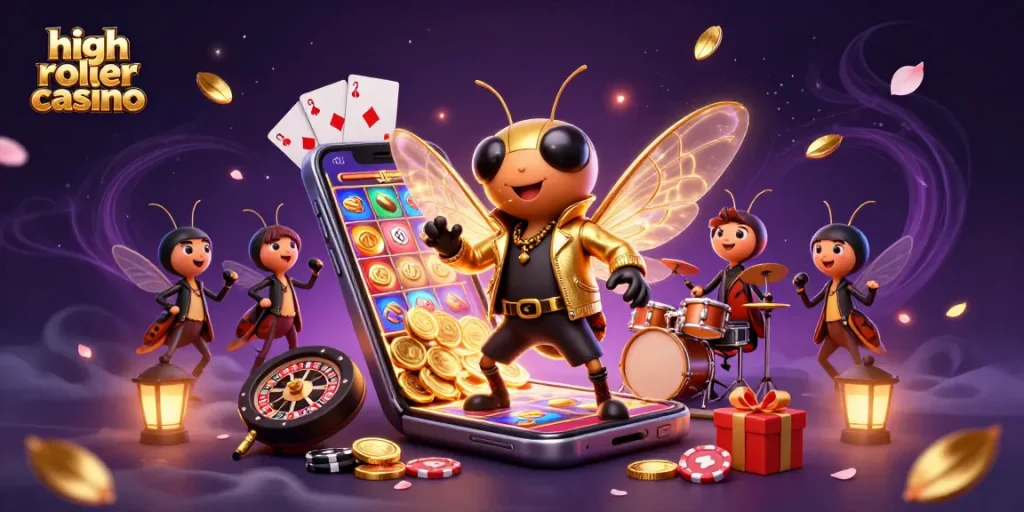 Experience thrilling action at high roller casino with a vibrant 3D scene full of excitement.
